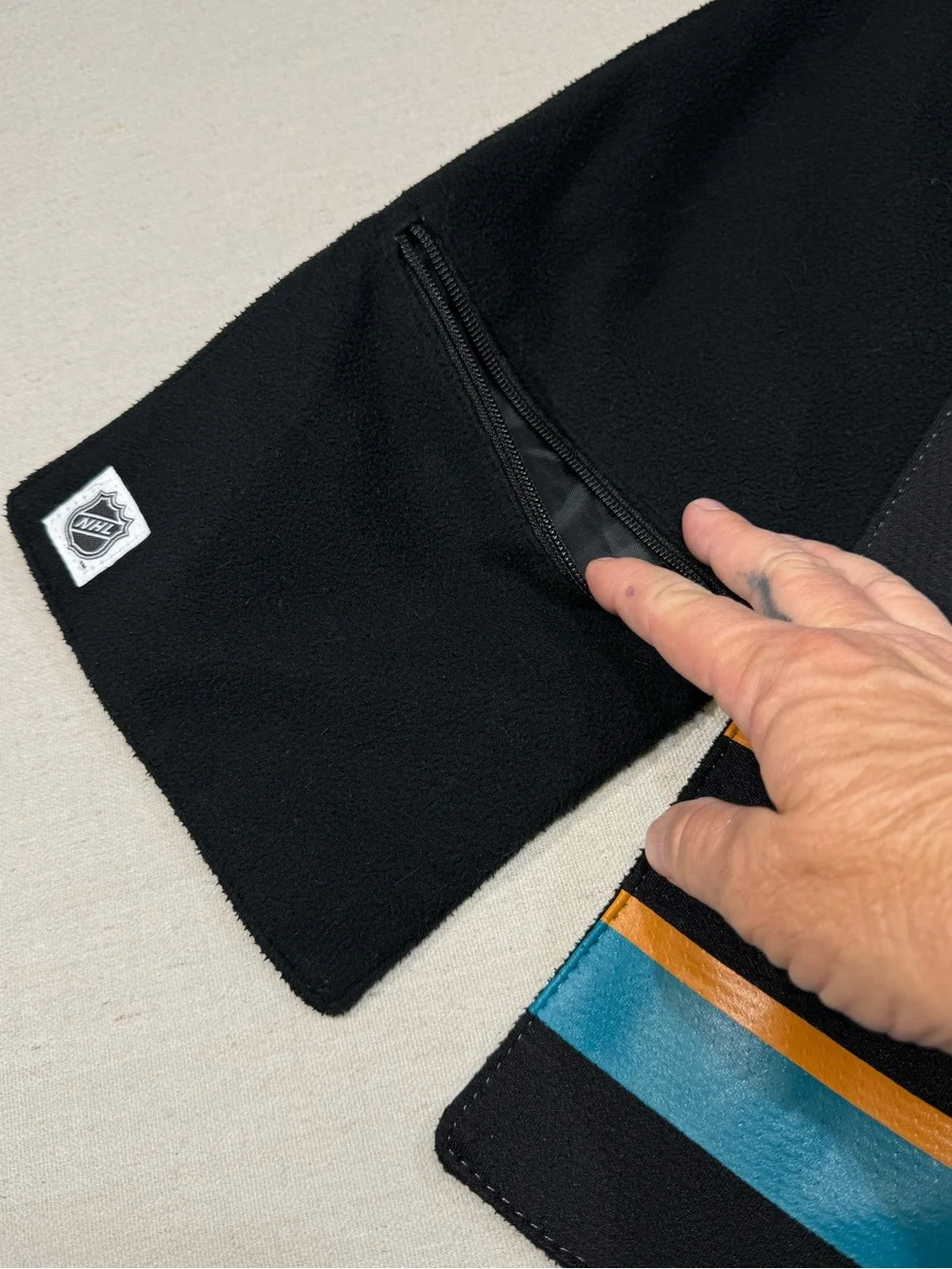 San Jose Sharks NHL Scarf with Logo - Black, Teal & Orange
